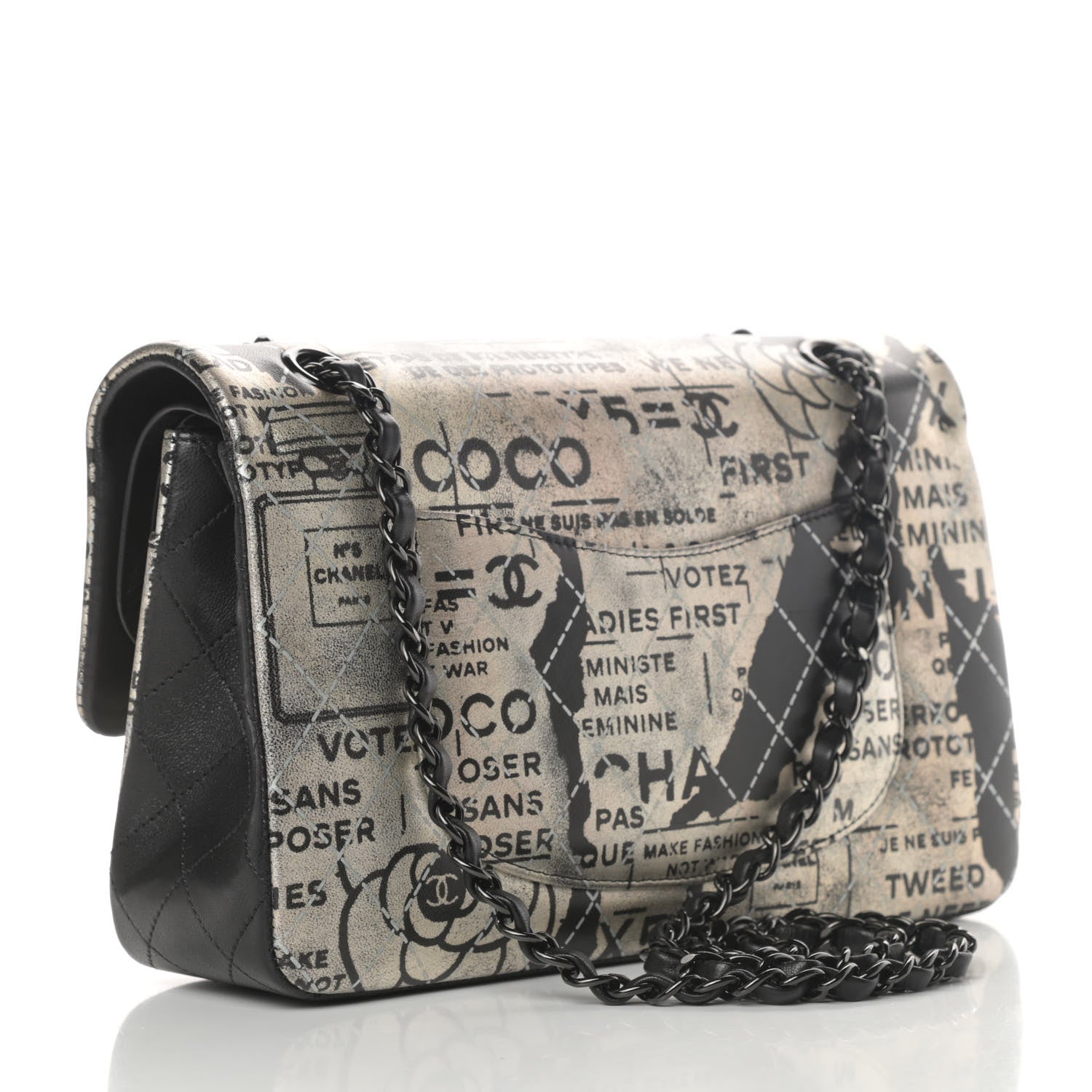 Chanel Lambskin Hand Painted Medium Double Flap Black 3 of 13