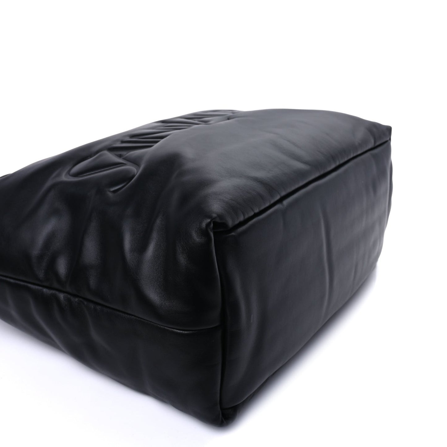 Lambskin Wide Puffer Tote Black