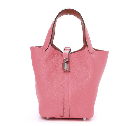 Hermes Taurillon Clemence Eclat Picotin Lock 18 PM Rose Azalee Terre Battue 1 of 9