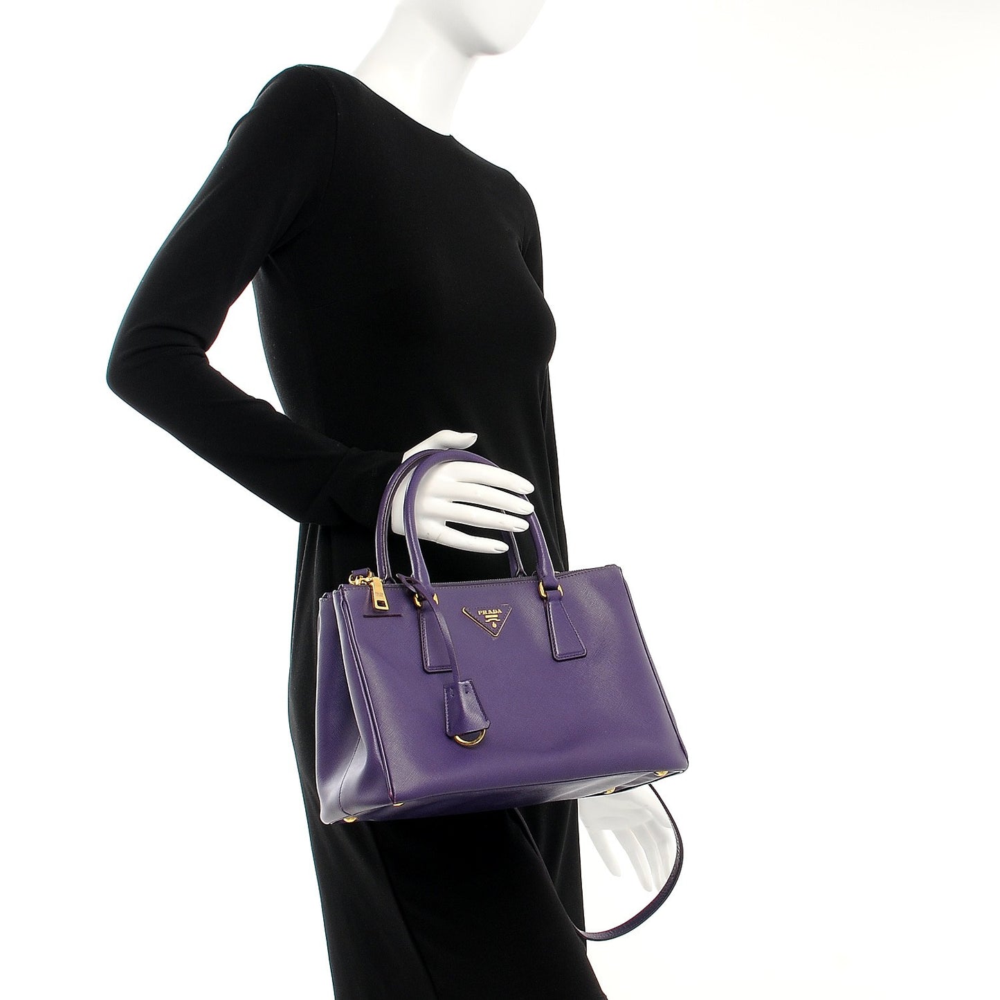 Saffiano Small Galleria Double Zip Tote Viola