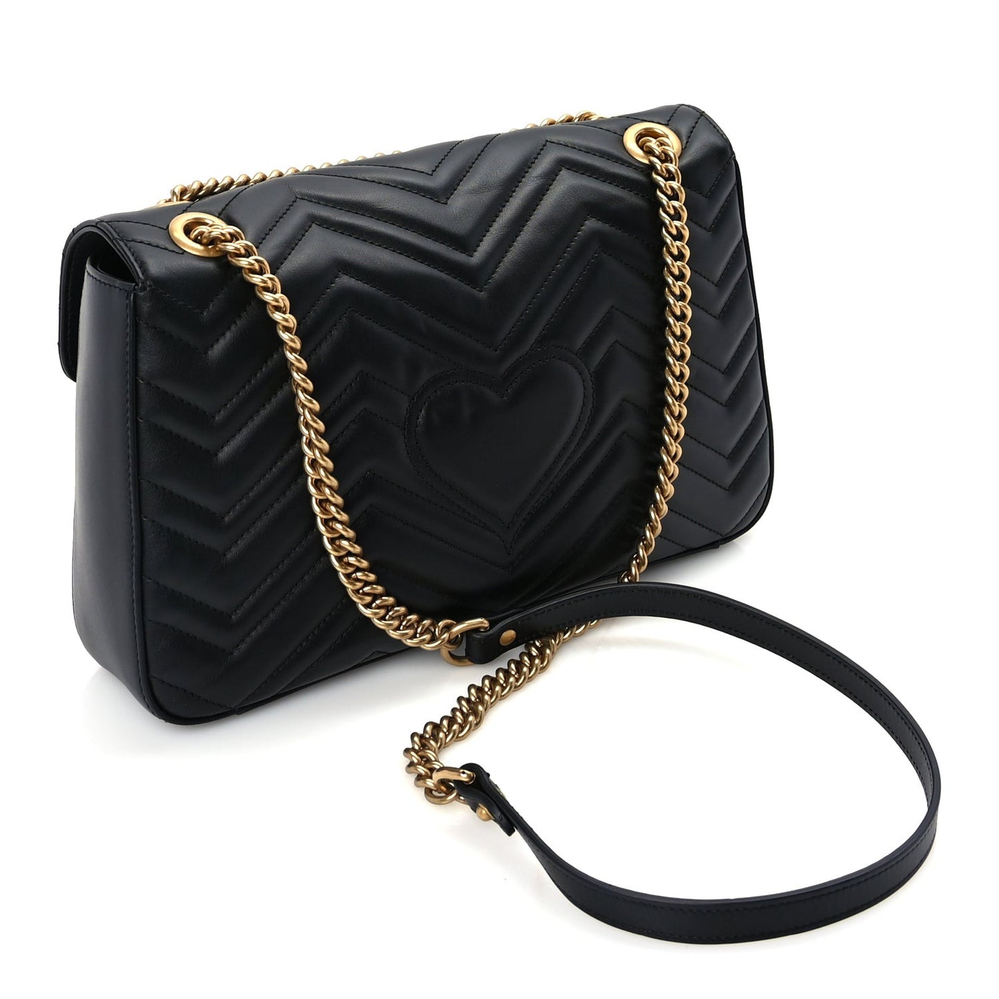 Calfskin Matelasse Animal Studs Medium GG Marmont Shoulder Bag  Black