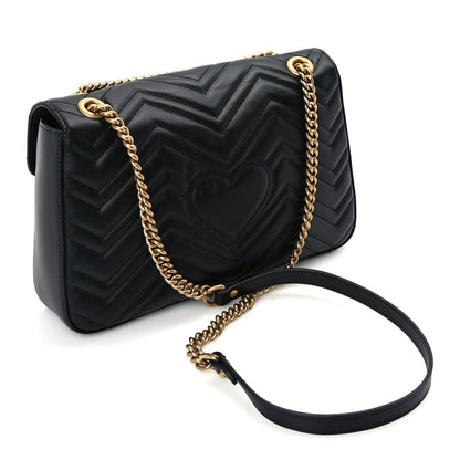 Gucci Calfskin Matelasse Animal Studs Medium GG Marmont Shoulder Bag  Black 2 of 9