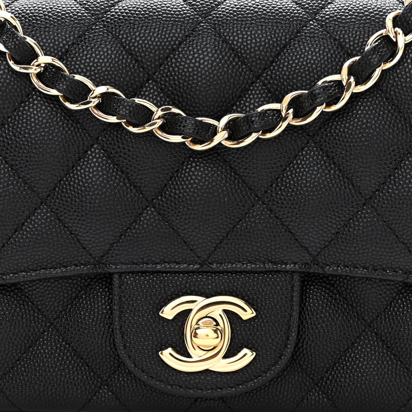 Caviar Quilted Mini Square Flap Black