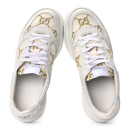 Gucci Dali Soft Calfskin GG Tennis Embossed Perforated Womens Platform 55mm Sneakers White Gold 2 of 10