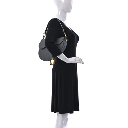 Christian Dior Grained Calfskin Saddle Bag Grey Stone 2 of 15