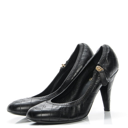 Chanel Lambskin Quilted CC Pumps 37.5 Black 3 of 7