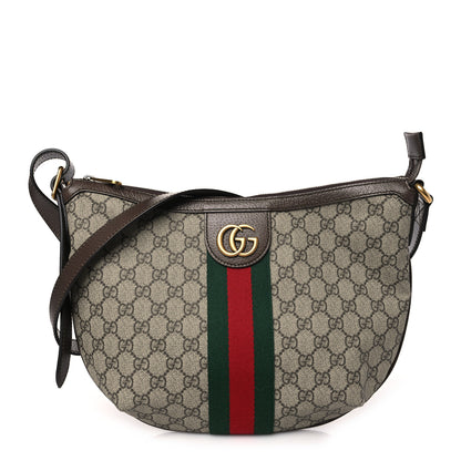 Gucci GG Supreme Monogram Web Small Ophidia Half Moon Hobo Brown 1 of 10