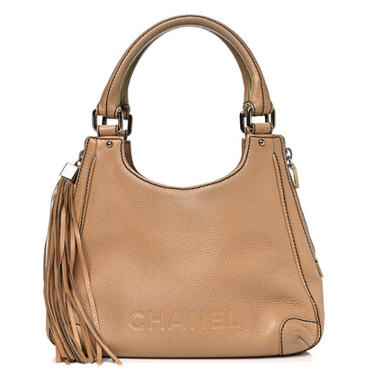 Chanel Grained Calfskin Tassel Hobo Beige 1 of 13