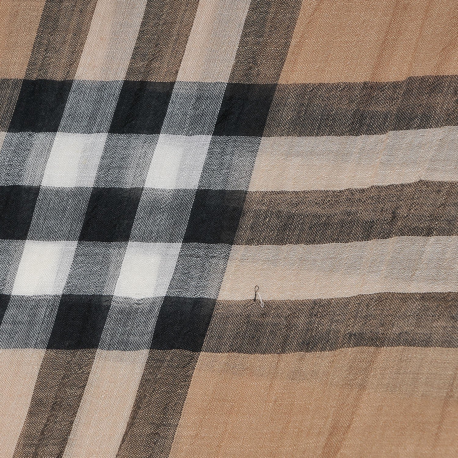 Burberry Linen Giant Check Lightweight Scarf Camel 5 of 10