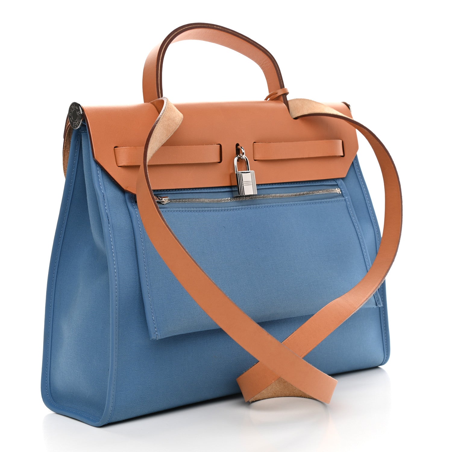 Hermes Vache Hunter Toile Herbag Zip 31 PM Azur Natural 4 of 10