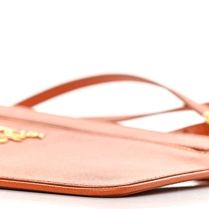 Prada Saffiano Lux Zip Crossbody Bag Papaya 9 of 10