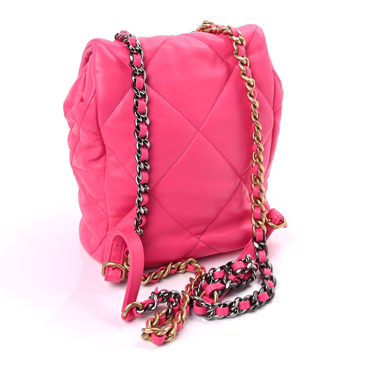 Lambskin Quilted  19 Backpack  Dark Pink