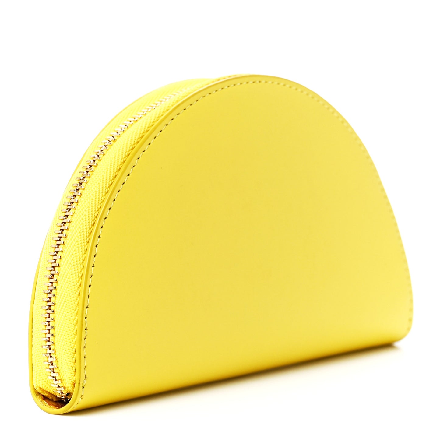 Calfskin Half Moon Clutch Yellow