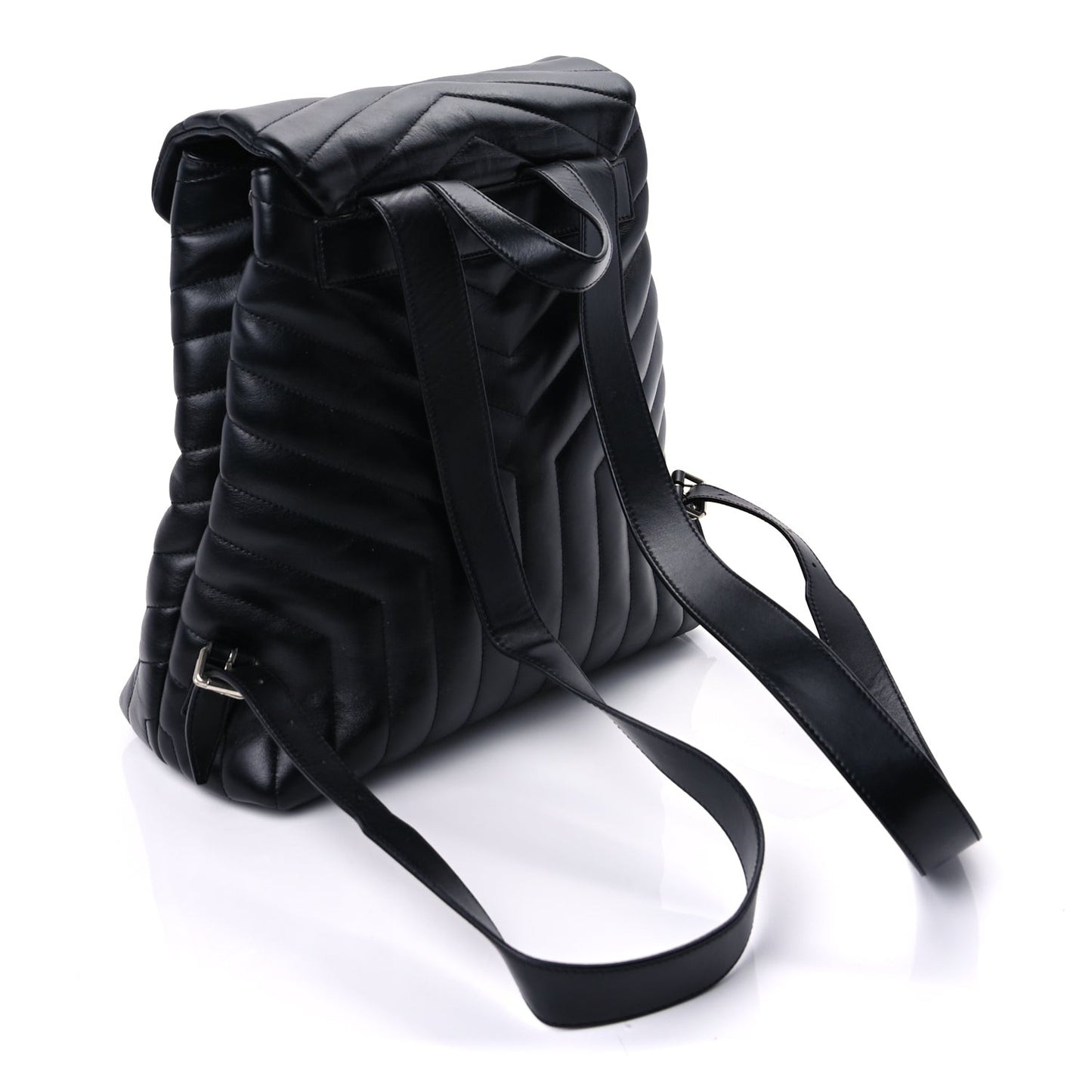 Calfskin Y Quilted Monogram Medium Loulou Backpack  Black