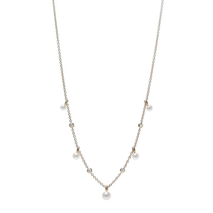 David Yurman 18K Yellow Gold Pearl Diamond Petite Perle Fringe Necklace 1 of 4