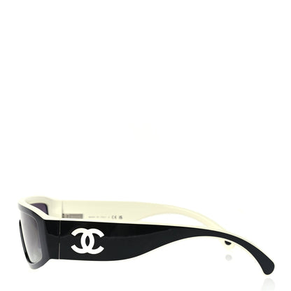 Chanel Acetate Cat Eye Sunglasses 6057 Black White 3 of 7