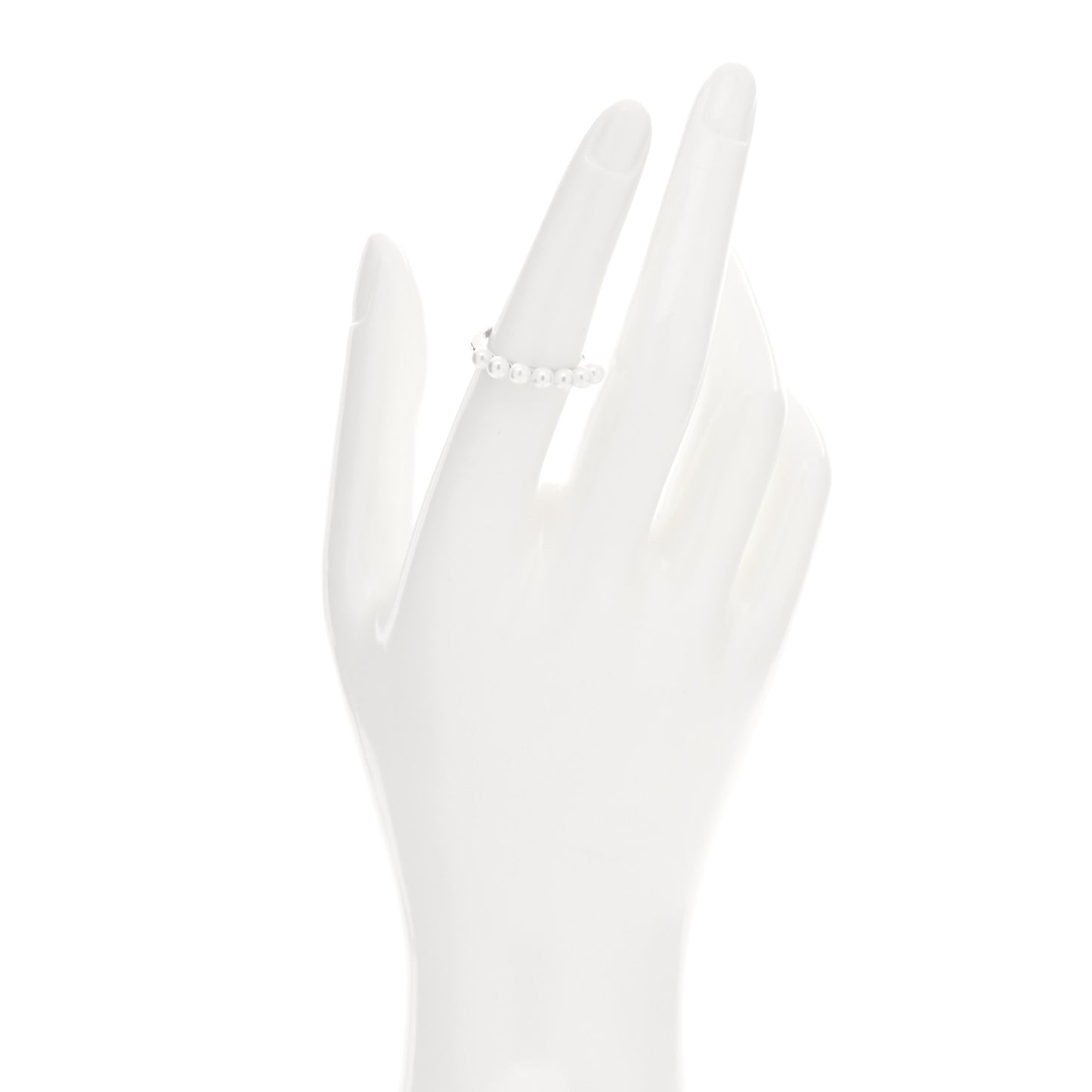 18K White Gold Akoya Pearl 3.5-4mm Stackable Ring 53 6.5