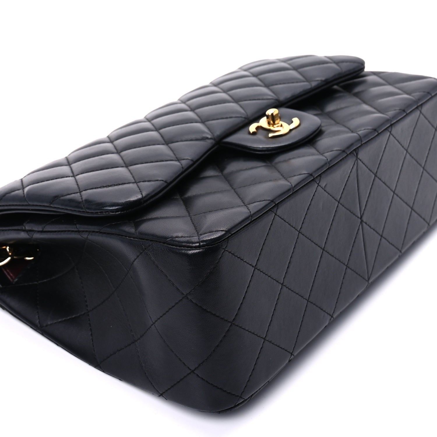 Chanel Lambskin Quilted Jumbo Double Flap  Black 8 of 8