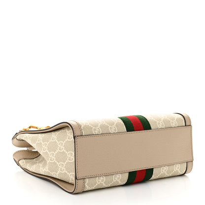 Gucci GG Supreme Monogram Textured Dollar Calfskin Web Small Ophidia Tote Bag Beige Mystic White Oatmeal 4 of 7