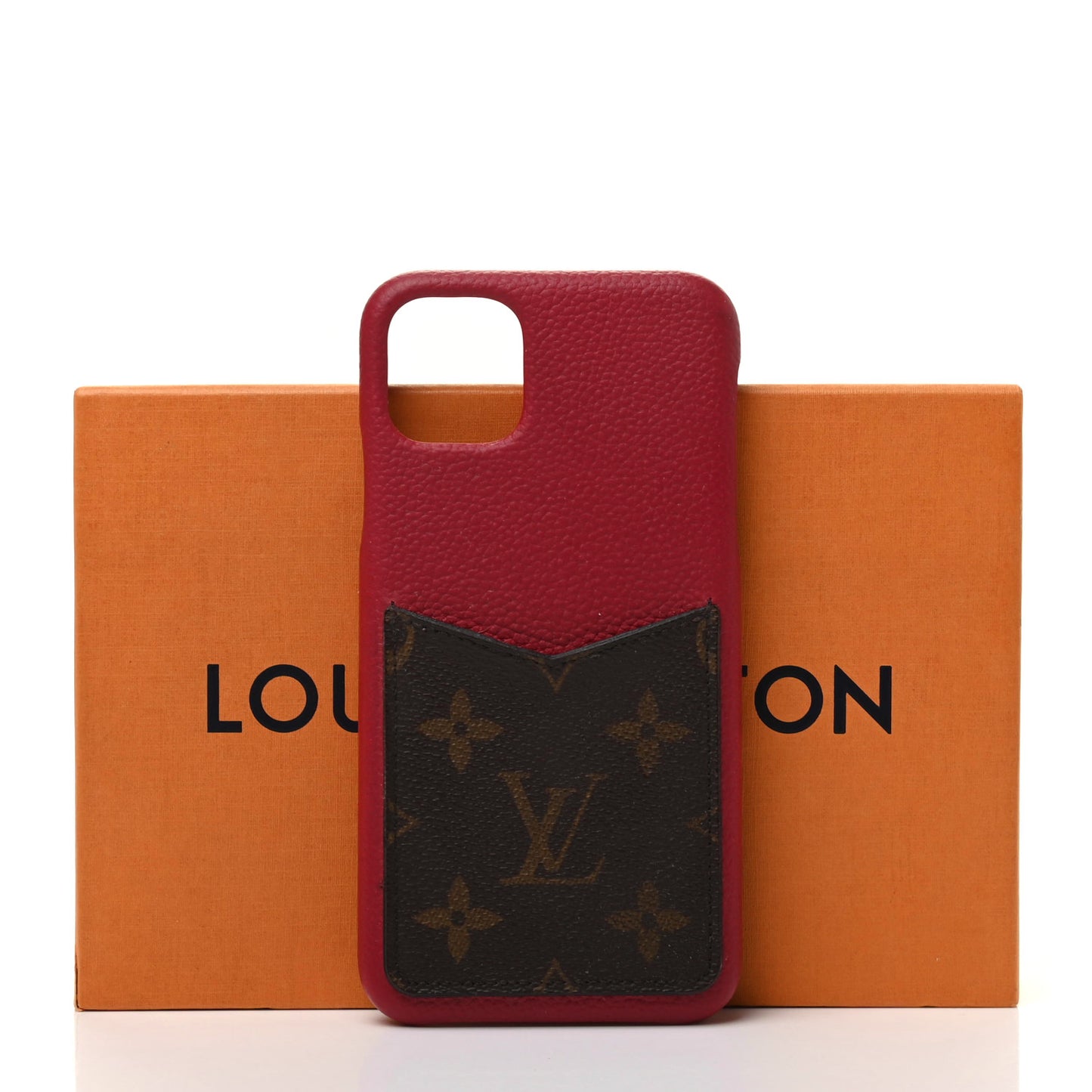 Calfskin Monogram iPhone 11 Pro Max Bumper Scarlet