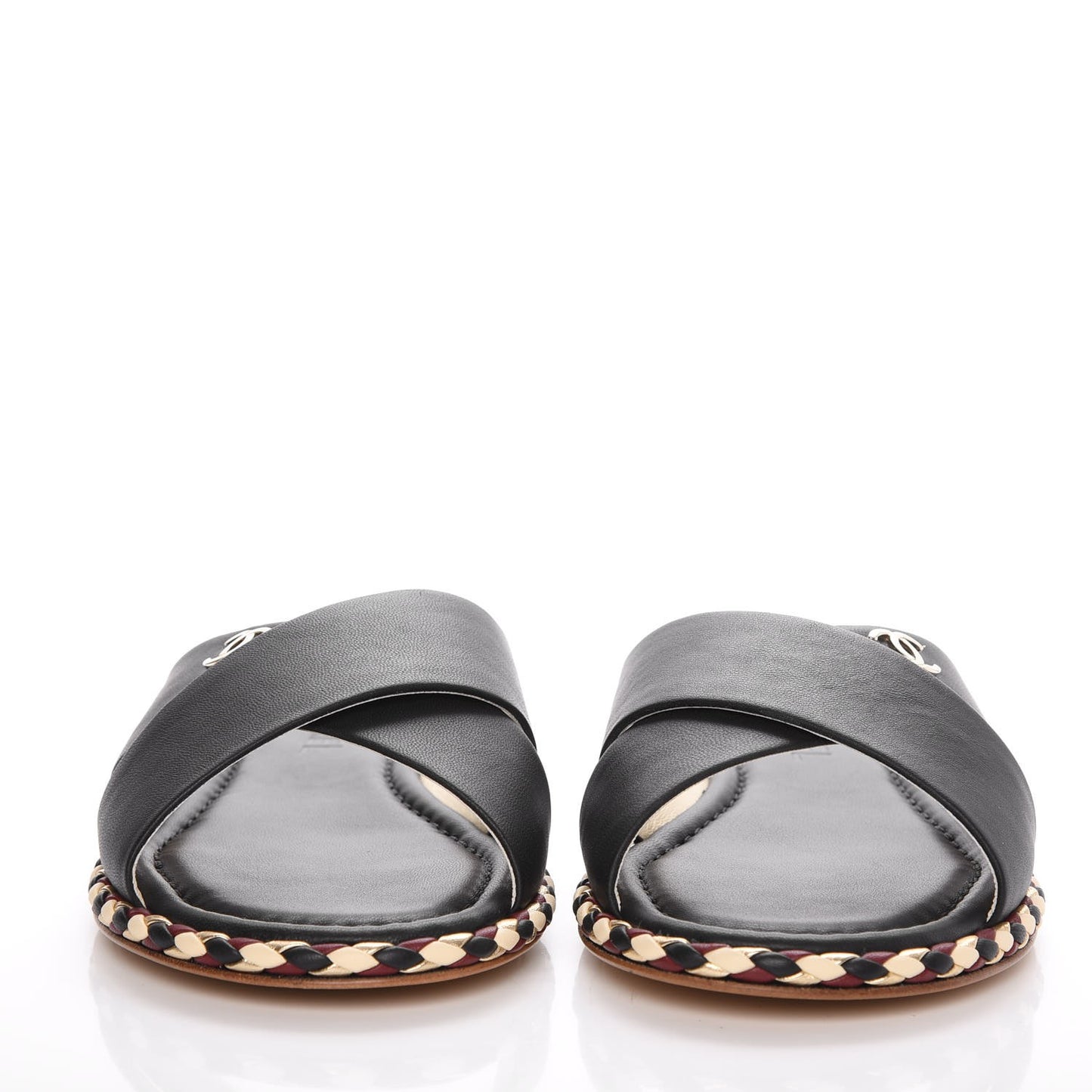 Lambskin Braided Mule Sandals 39 Black