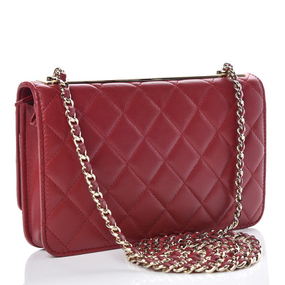 Chanel Lambskin Quilted Trendy CC Wallet On Chain WOC Dark Red 3 of 14