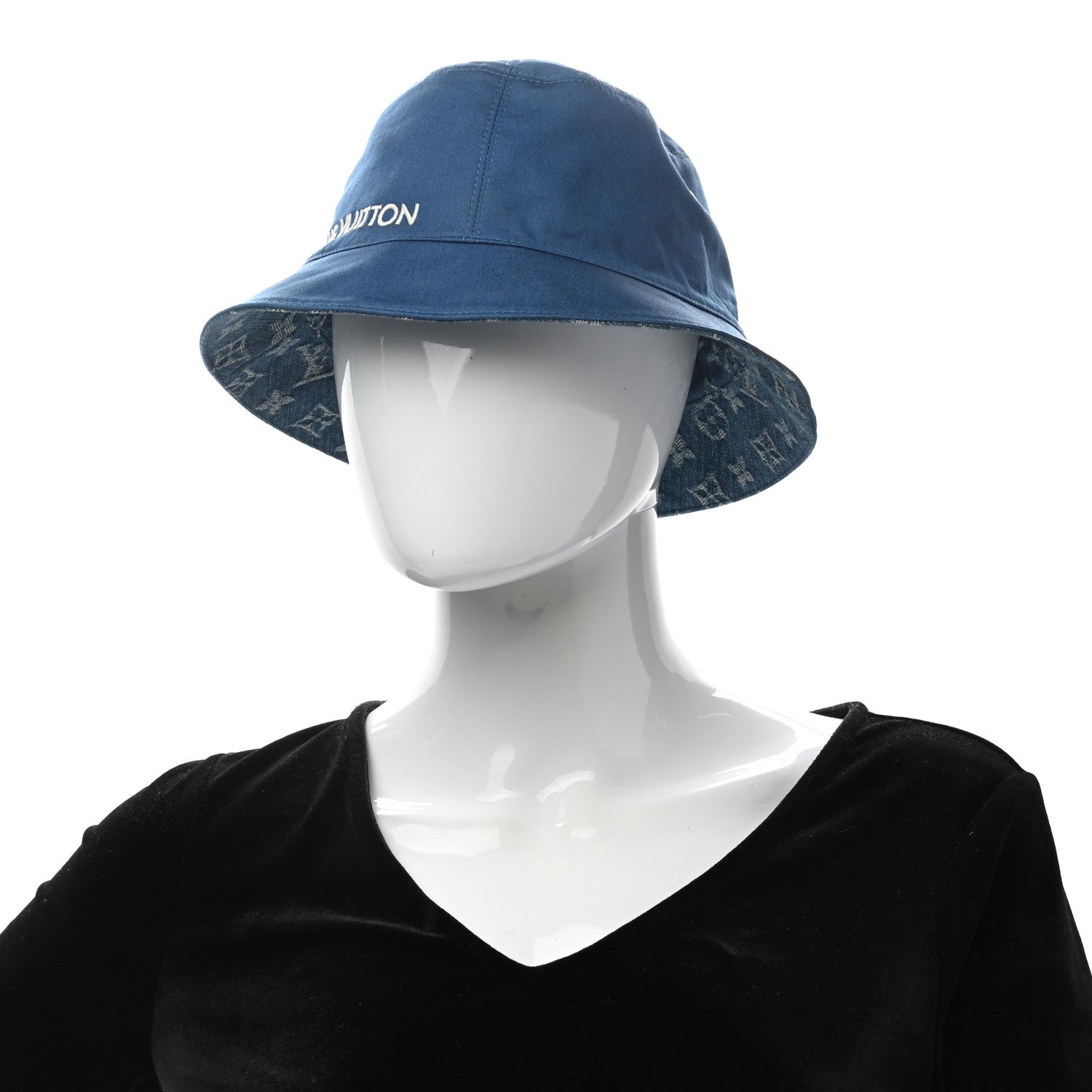 Louis Vuitton Monogram Denim Transformable Bob Bucket Hat 58 Blue 9 of 15