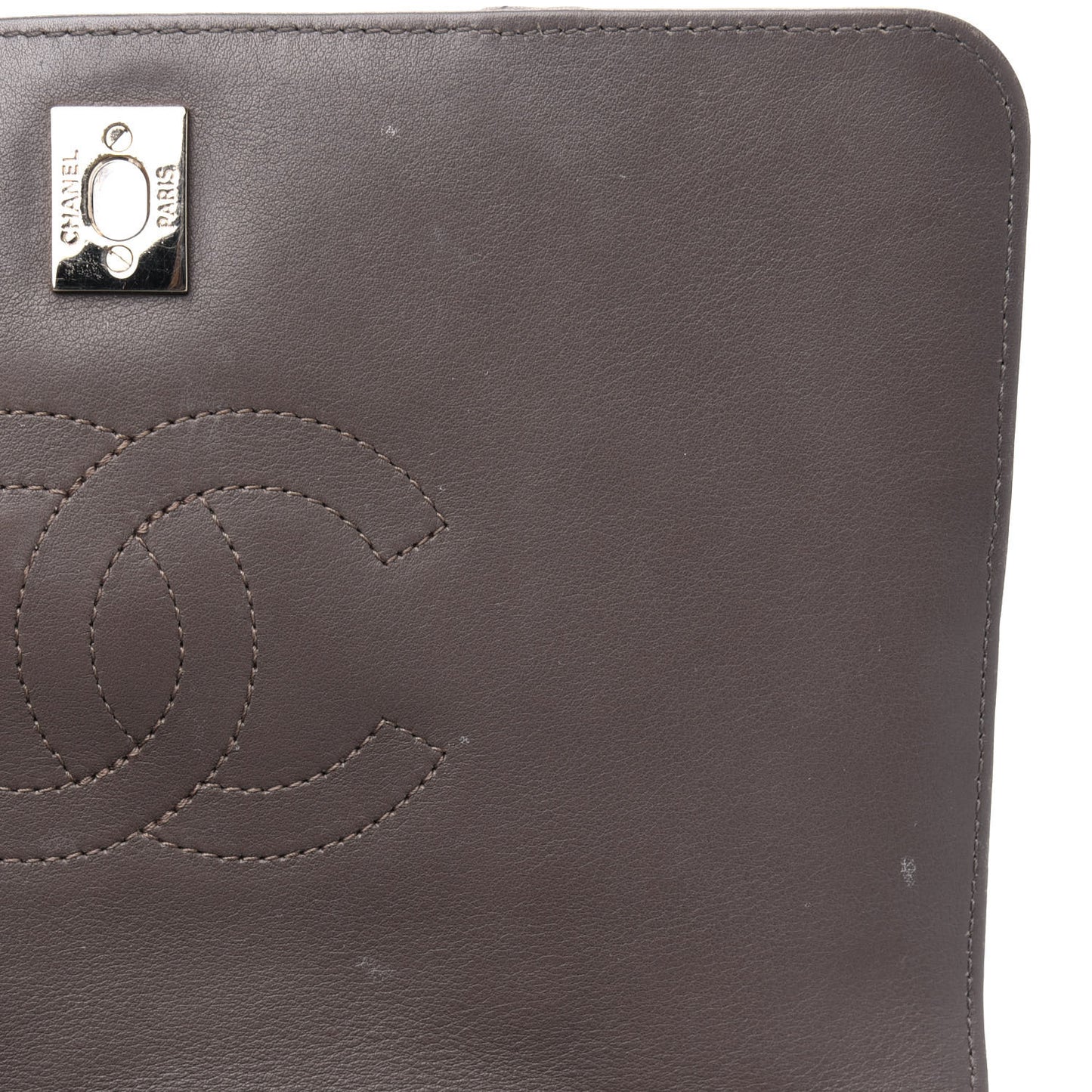 Calfskin Chevron Quilted Small Statement Flap Khaki