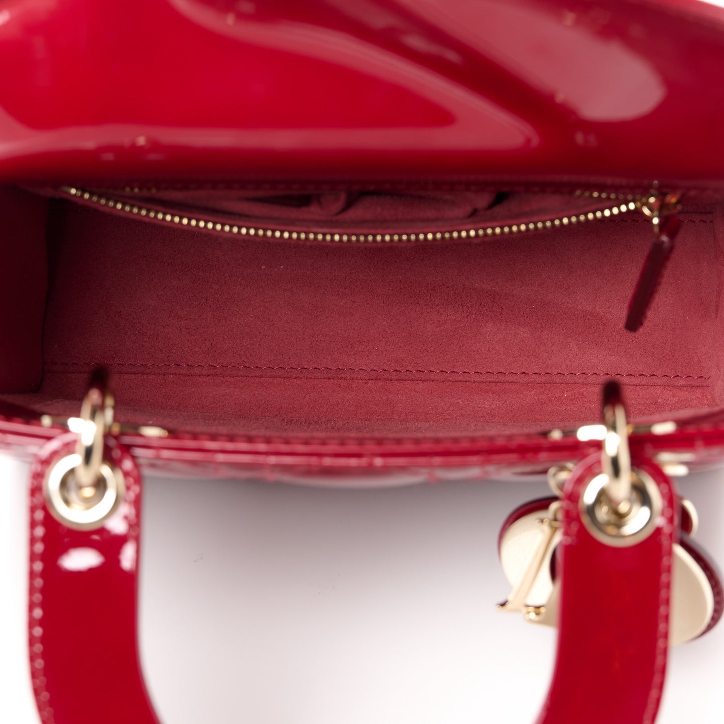 Patent Cannage Small Lady Dior Cherry Red