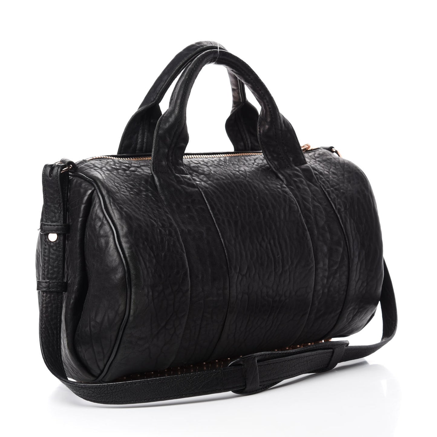 Pebbled Lambskin Rocco Black Rose Gold Hardware