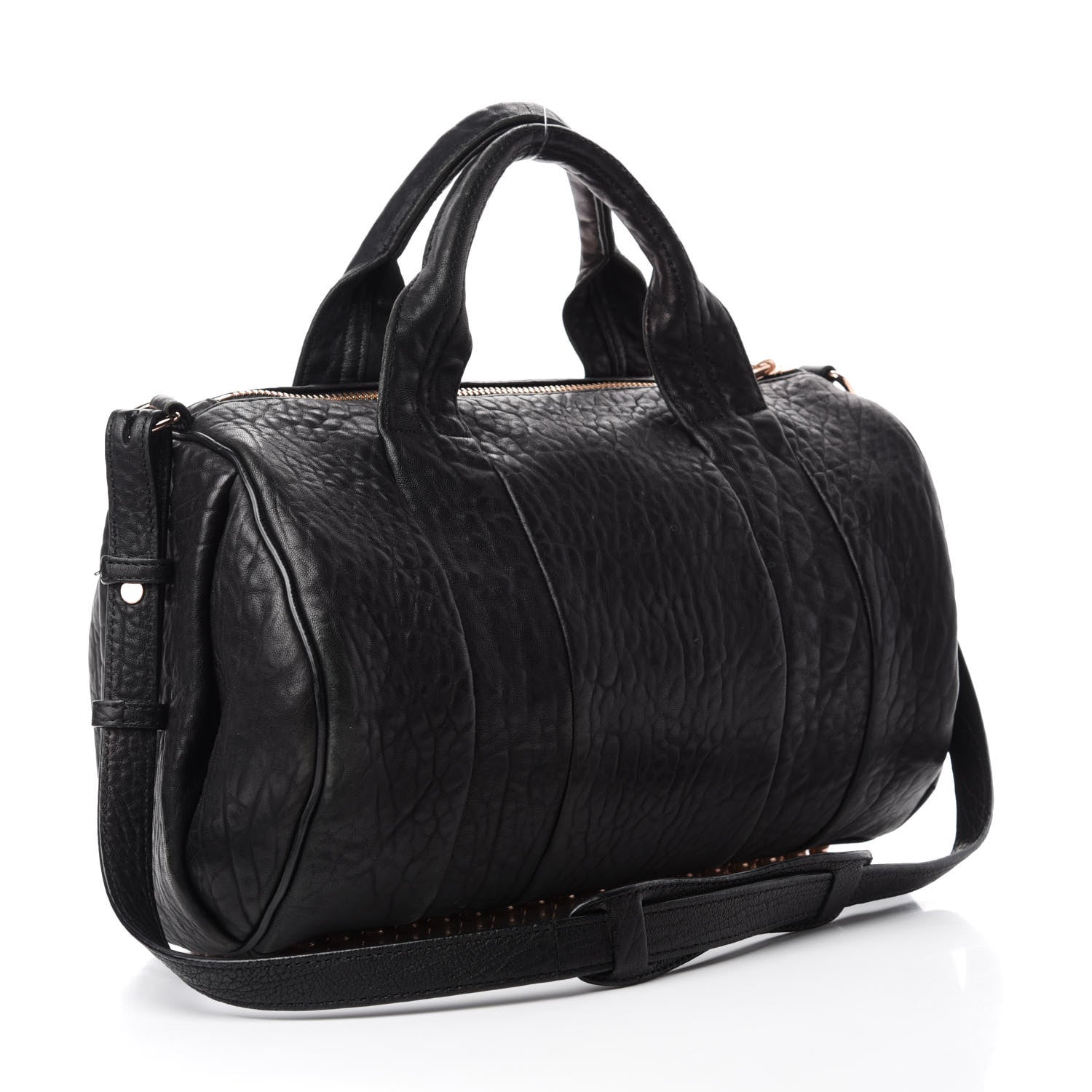 Alexander Wang Pebbled Lambskin Rocco Black Rose Gold Hardware 3 of 9