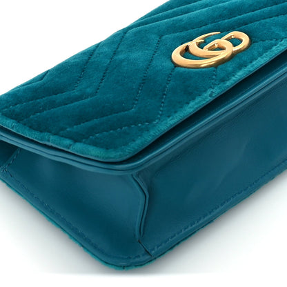 Gucci Velvet Matelasse GG Marmont Mini Bag Pavone Cyan 7 of 8