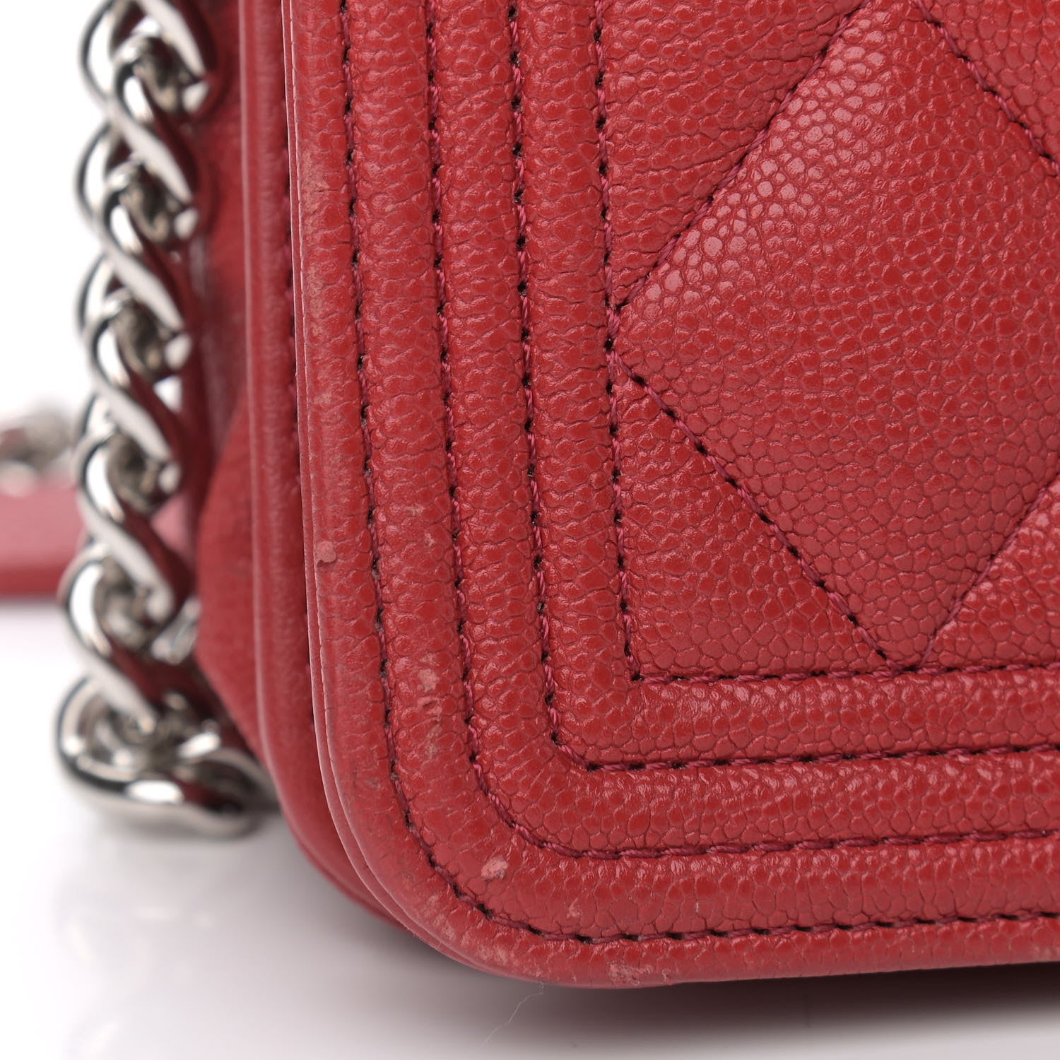 Chanel Caviar Quilted Boy Wallet On Chain WOC Red 13 of 15