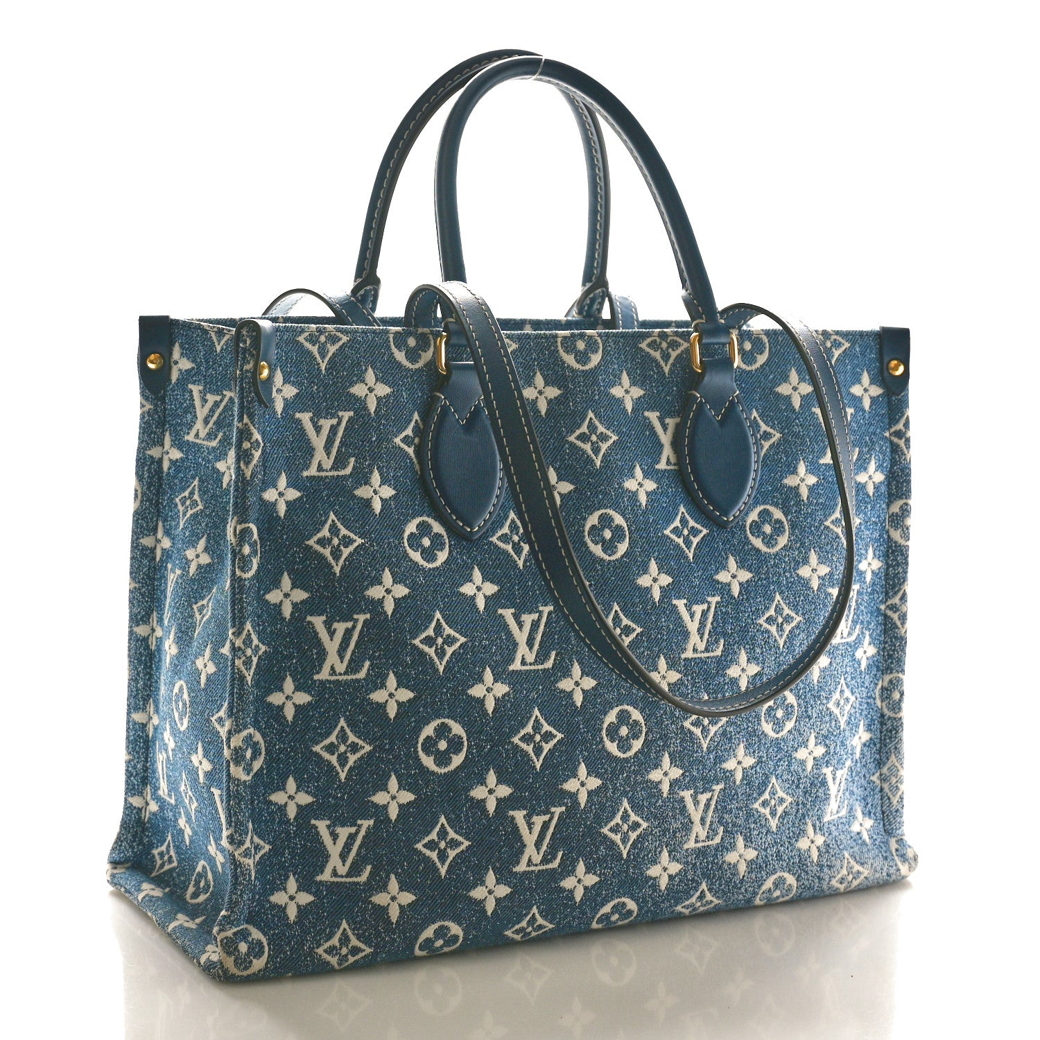 Louis Vuitton Monogram Jacquard Denim Onthego MM Bleu 3 of 9
