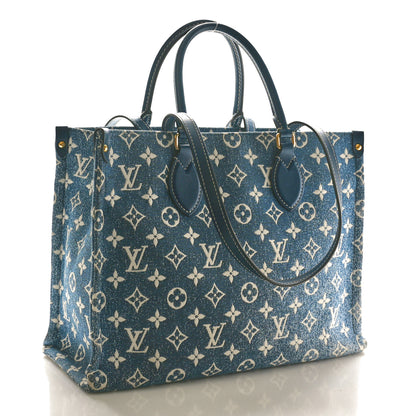 Louis Vuitton Monogram Jacquard Denim Onthego MM Bleu 3 of 9