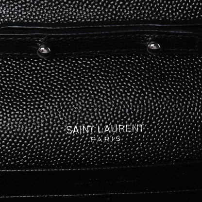 Saint Laurent Grain De Poudre Matelasse Chevron Monogram Chain Wallet Black 5 of 7