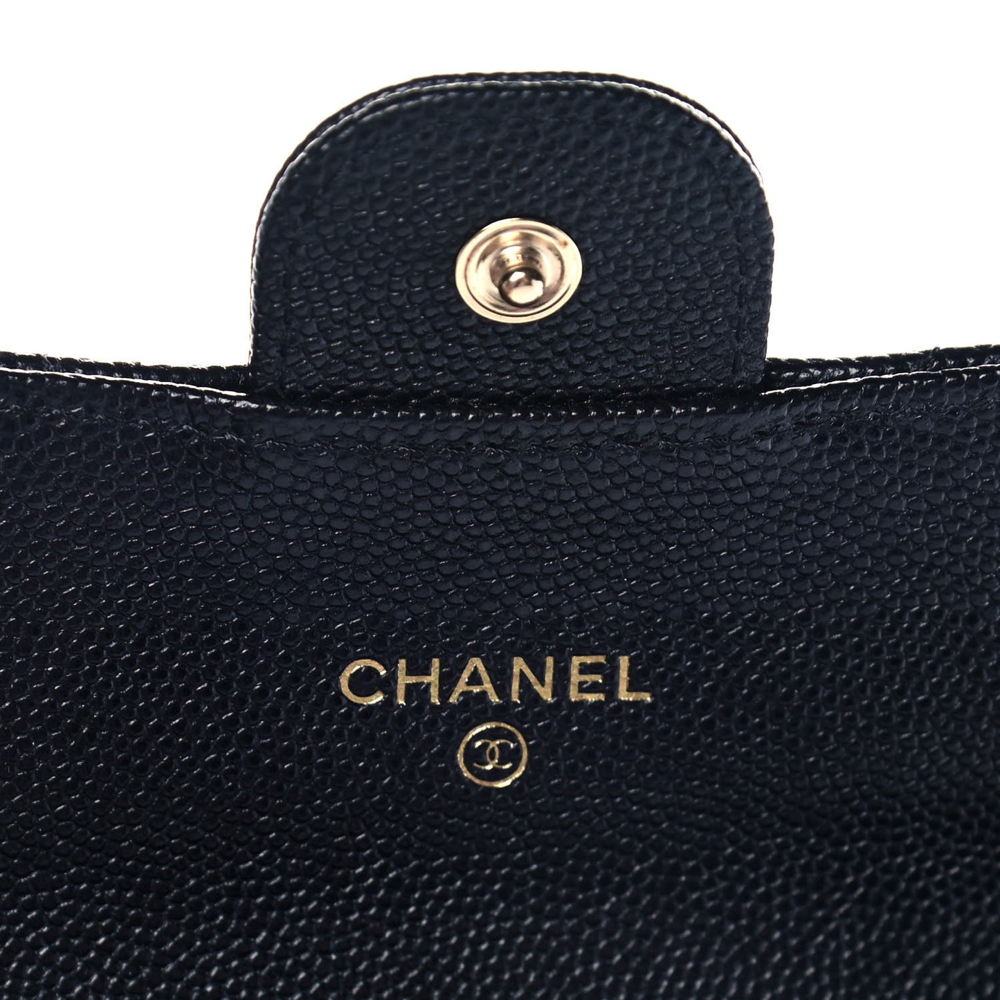 Caviar Quilted Medium Gusset Flap Wallet Black