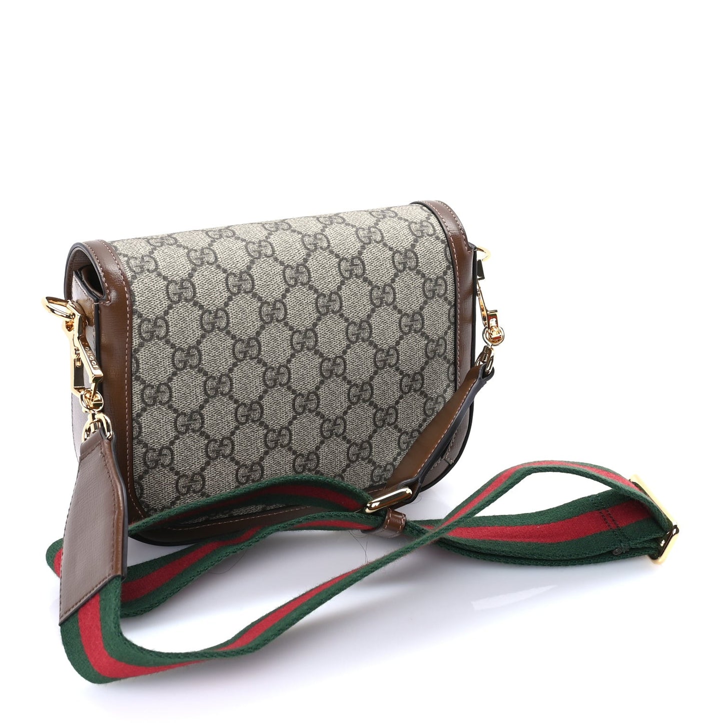 GG Supreme Monogram Web Mini Horsebit 1955 Shoulder Bag  Beige Brown Sugar