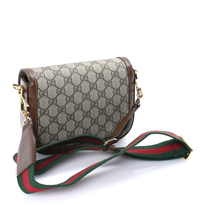 Gucci GG Supreme Monogram Web Mini Horsebit 1955 Shoulder Bag  Beige Brown Sugar 2 of 7