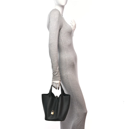 Hermes Taurillon Clemence Picotin Lock 22 MM Black 2 of 13