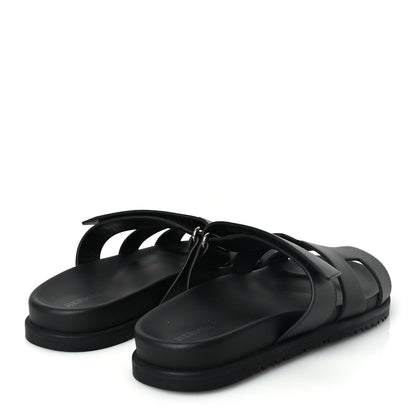 Hermes Calfskin Womens Chypre Sandals 38.5 Black 5 of 9