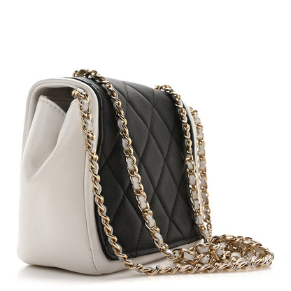 Chanel Lambskin Quilted Graphic Mini Flap Bag Black White 3 of 7
