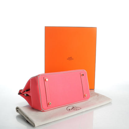 Hermes Chevre Mysore Bi-Color Horseshoe Birkin 30 Rose Lipstick Gris Perle 5 of 25