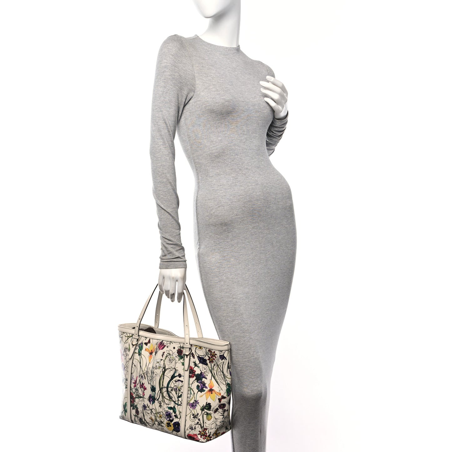 Calfskin Flora Infinity Medium Nice Tote Off White