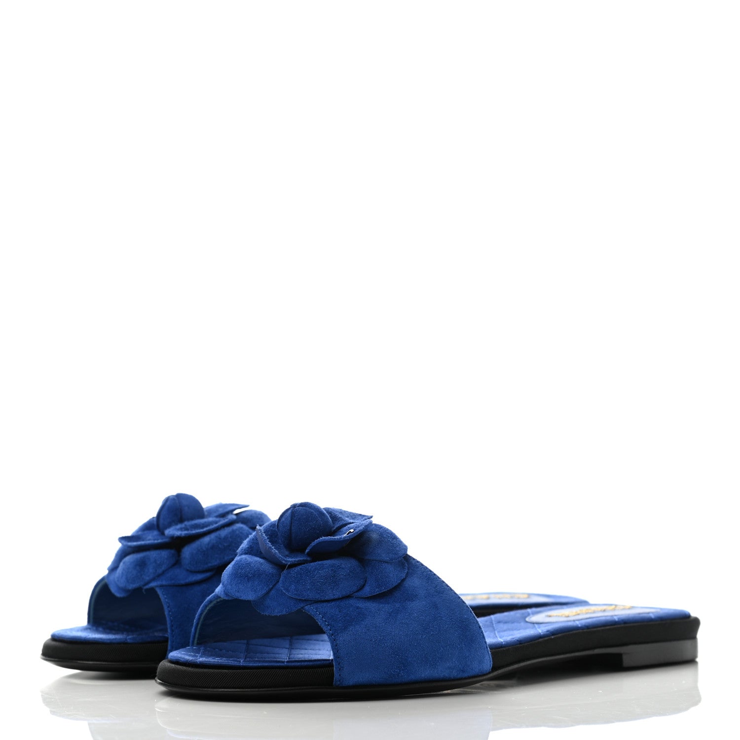 Chanel Suede Camellia Sandal Mule 36 Blue 3 of 8