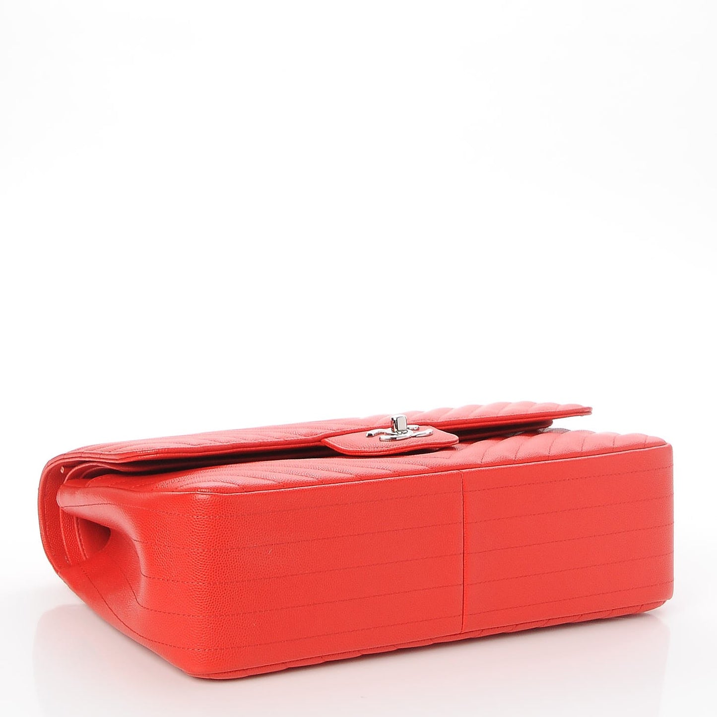 Caviar Chevron Quilted Jumbo Double Flap Red