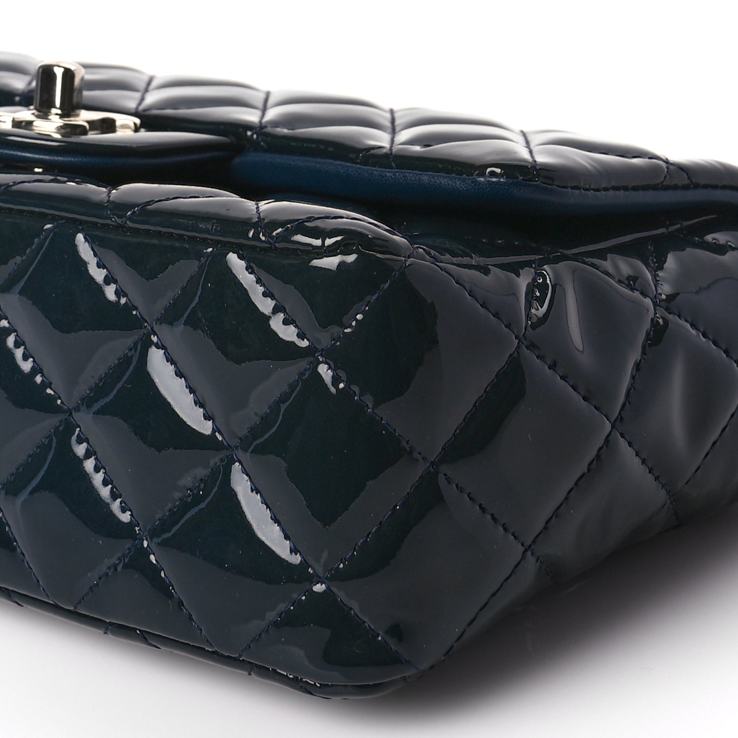 Chanel Patent Calfskin Quilted Mini Rectangular Flap Turquoise 9 of 9