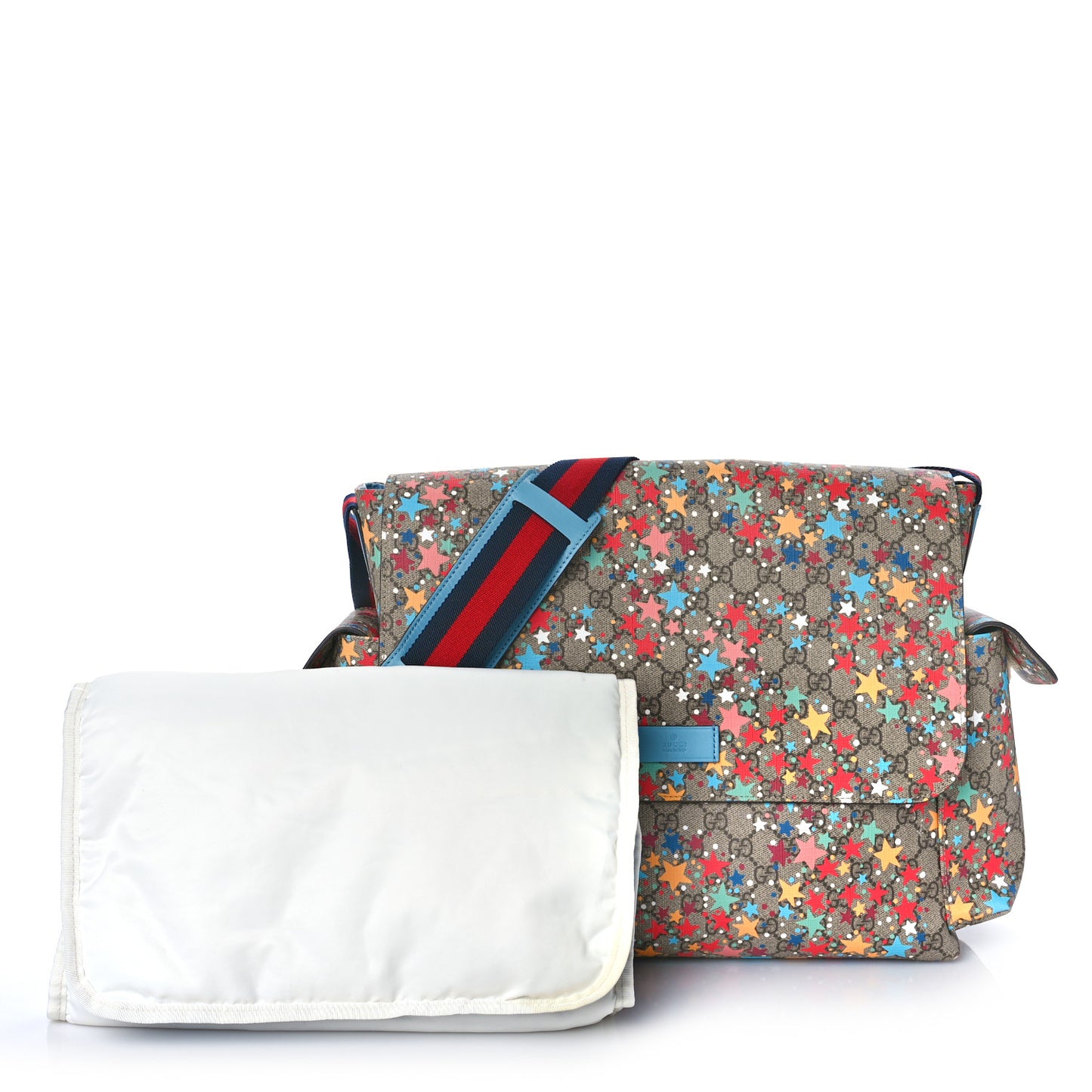 GG Supreme Monogram Star Print Diaper Bag Blue Multicolor