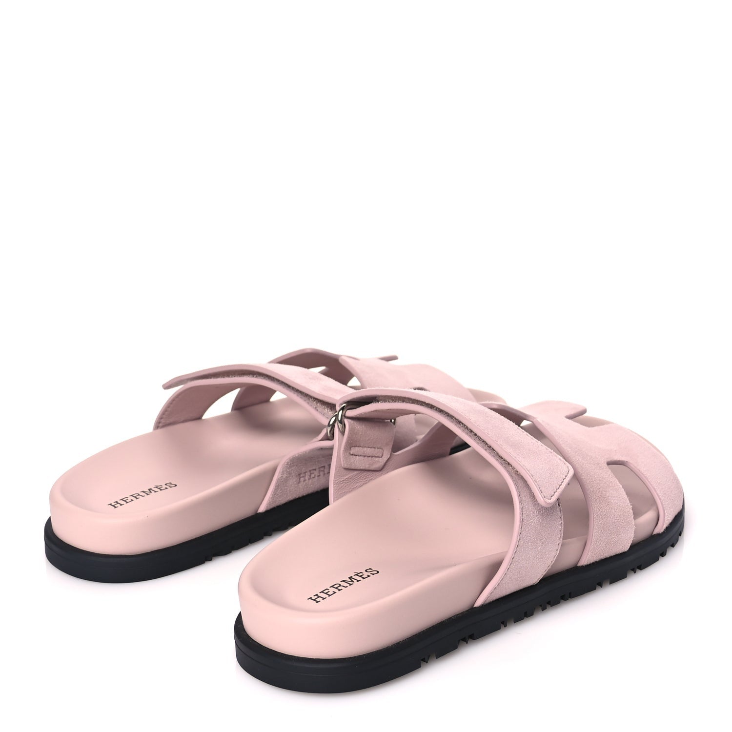 Hermes Suede Goatskin Womens Chypre Sandals 37 Rose Porcelaine 5 of 9