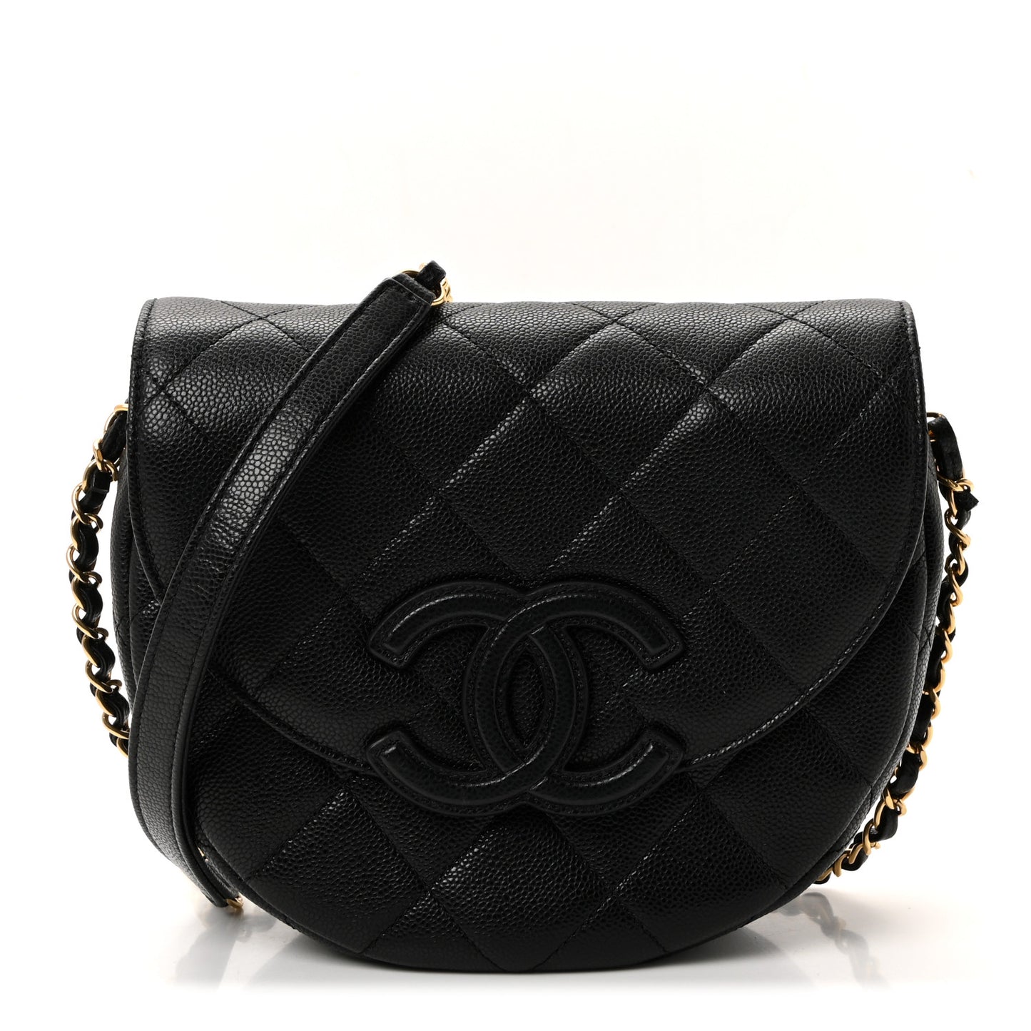 Caviar Quilted Mini Messenger Flap Black
